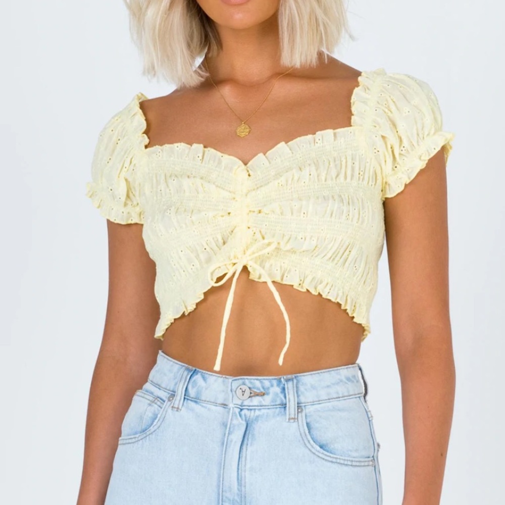 NWT Princess Polly Embroidery Lemon Crop Top